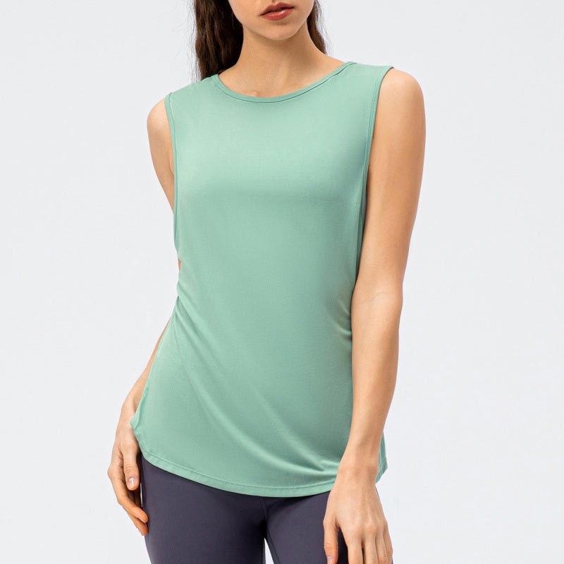 Women Sport Tank Tops Sleeveless Quick Drying Two Ways Loose Running T-shirt - Image 2