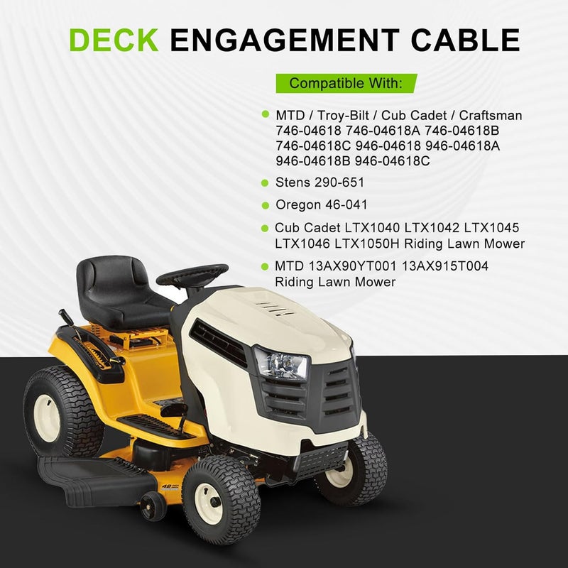 Harbot LTX 1045 946-04618C Deck Engagement Cable for Cub Cadet 1040 1045 LTX1040 LTX1042 LTX1045 LTX1046 LTX1050H Troy Bilt TB2246 Riding Lawn Mower Replace 946-04618C - Image 2