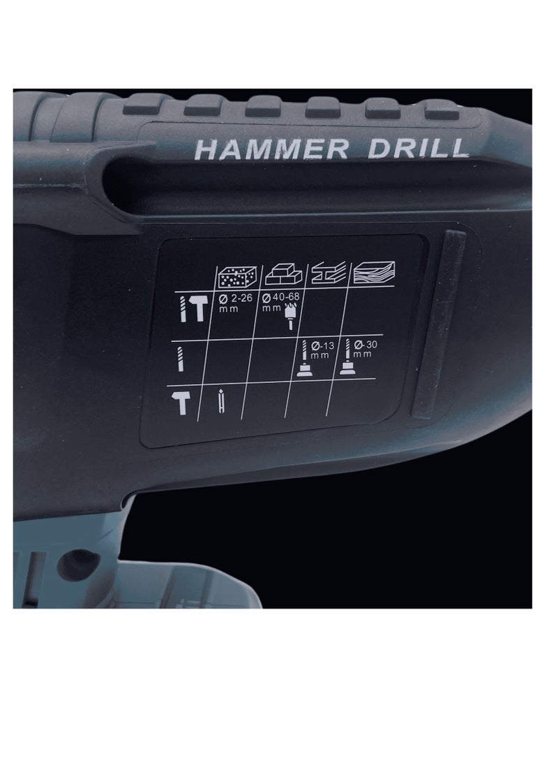 168VF Cordless Rotary Hammer Drill with 360° Rotating Handle, 26mm, Overheat Protection,Multi-Function,1000rpm,Brushless Motor, Heavy-Duty,Quick Bit Change Drill