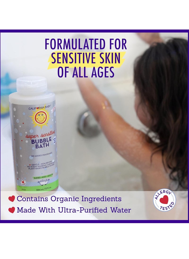 California Baby - California Baby Super Sensitive Bubble Bath | No Added Fragrance | 100% Plant-Based Ingredients (USDA Certified) | Allergy Friendly | Babies, Adults & Kid Bubble Bath | Ideal for Sensitive Skin | Free Bubble Wand Included |13 Fl oz - Image 1
