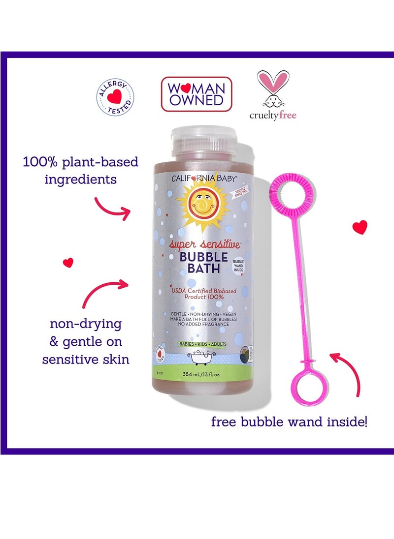 California Baby - California Baby Super Sensitive Bubble Bath | No Added Fragrance | 100% Plant-Based Ingredients (USDA Certified) | Allergy Friendly | Babies, Adults & Kid Bubble Bath | Ideal for Sensitive Skin | Free Bubble Wand Included |13 Fl oz - Image 1