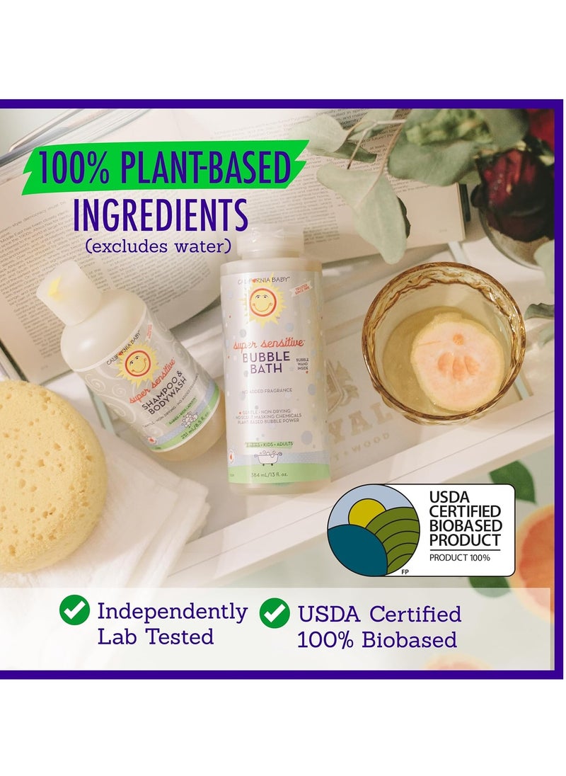 California Baby - California Baby Super Sensitive Bubble Bath | No Added Fragrance | 100% Plant-Based Ingredients (USDA Certified) | Allergy Friendly | Babies, Adults & Kid Bubble Bath | Ideal for Sensitive Skin | Free Bubble Wand Included |13 Fl oz - Image 1