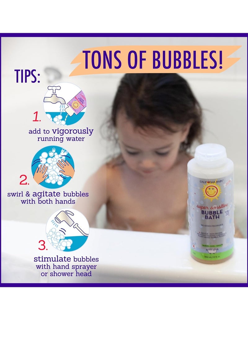 California Baby - California Baby Super Sensitive Bubble Bath | No Added Fragrance | 100% Plant-Based Ingredients (USDA Certified) | Allergy Friendly | Babies, Adults & Kid Bubble Bath | Ideal for Sensitive Skin | Free Bubble Wand Included |13 Fl oz - Image 1