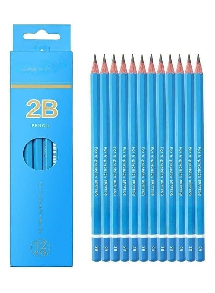 Zikra Sketch Pencils for Drawing 2B, 12 Pcs Professional Art Drawing Pencils for Shading - Image 1