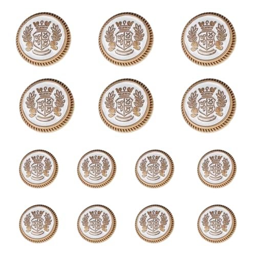 MebuZip 14 Pieces White Gold Metal Blazer Button Set 18mm 23mm for Blazers, Suits, Sport Coats, Uniform, Jackets (MBM36) - Image 1