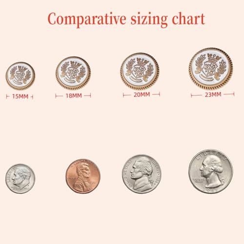 MebuZip 14 Pieces White Gold Metal Blazer Button Set 18mm 23mm for Blazers, Suits, Sport Coats, Uniform, Jackets (MBM36) - Image 4