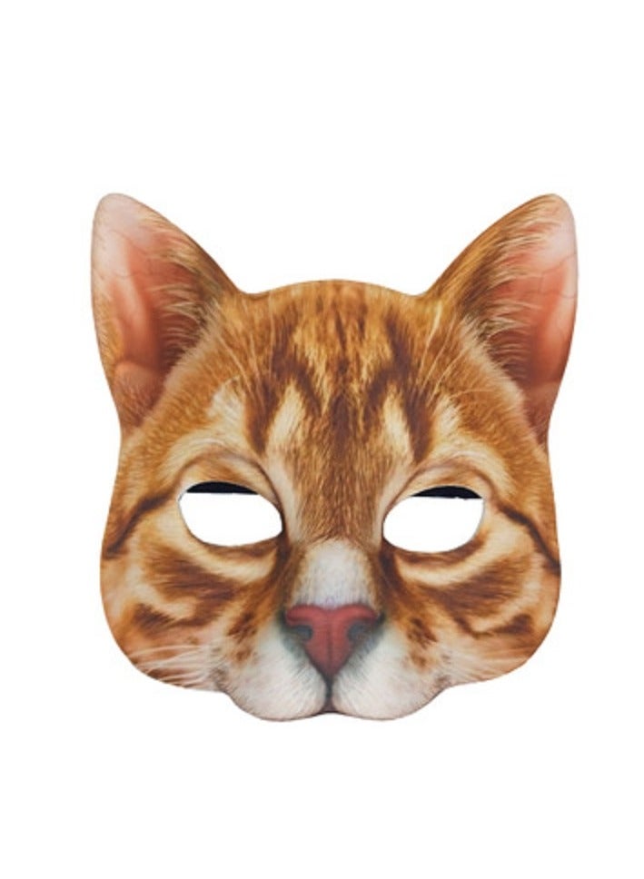 قناع ق猫 ماسك لقضاء حفلات التنكر نصف وجه قناع حيوانات لمستوى الكرنفال (قط برتقالي)
