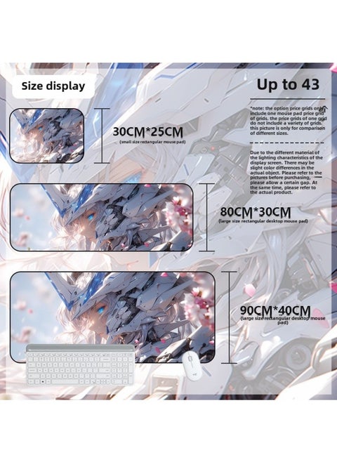 Mouse Pad Oversized Gundam Computer Keyboard Pad Cartoon Game Mouse Pad Boys E-sports Computer Thickened Desk Pad-Color:800*300*4mm-Pattern:Up To 43