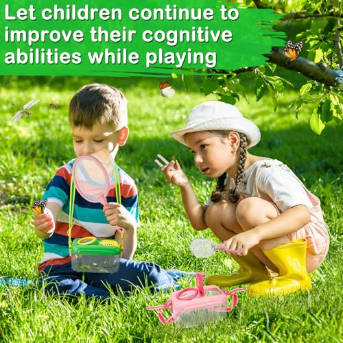 Biubee 2Sets Bug Catcher for Kids - Sturdy Kids Bug Catching Kit Gifts with Collector Butterfly Net Tweezer, Bugs Habitat Outdoor Explorer Kit for Age 3 4 5 6 7 8, 8Pcs, Green & Pink - Image 5