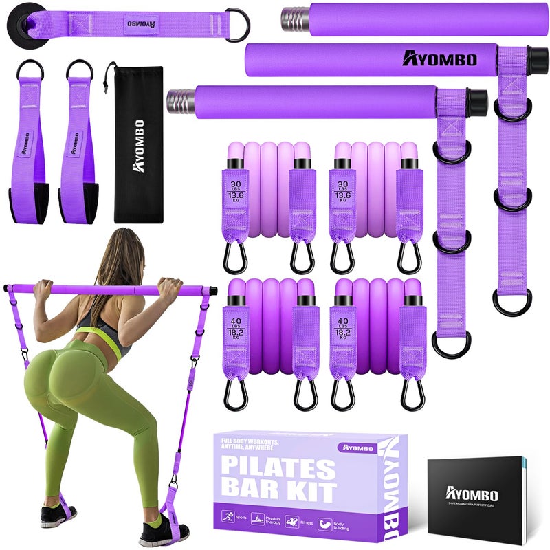 Ayombo Pilates Bar, Pilates Equipment with Adjustable Exercise Bands, Multifunctional Pilates Bar Kit with Resistance Bands for Women,Home Gym Workout Equipment for Strengthen Legs,Waist,Arms Training - Image 1