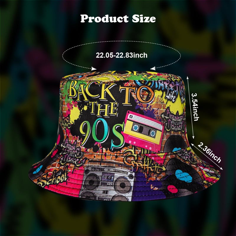 Fumwase Fashion 90s Bucket Hat for Men Women Retro Summer Beach Fishing Hat Rave Party Accessories Party Supplies Multi - Image 2