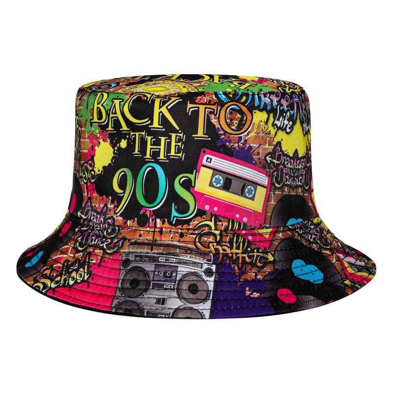 Fumwase Fashion 90s Bucket Hat for Men Women Retro Summer Beach Fishing Hat Rave Party Accessories Party Supplies Multi - Image 1