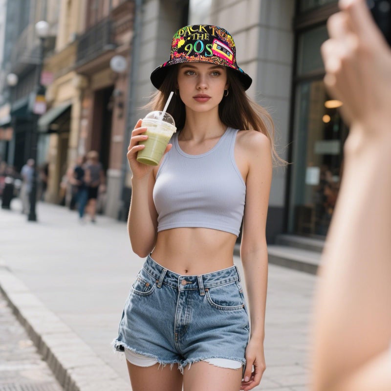 Fumwase Fashion 90s Bucket Hat for Men Women Retro Summer Beach Fishing Hat Rave Party Accessories Party Supplies Multi - Image 5