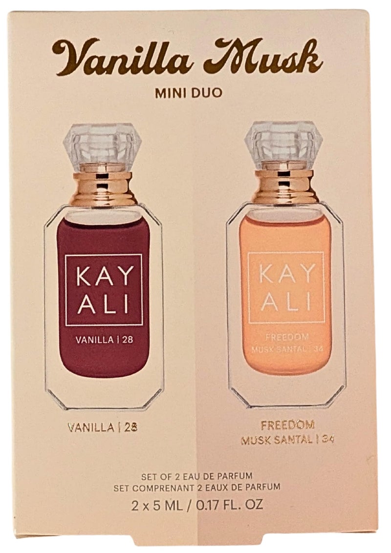 KAYALI مجموعة كايالي فانيلا مسك ميني ديو عطر - فانيلا 28 وحرية مسك سانتال 34، 2 × 5 مل - Image 1
