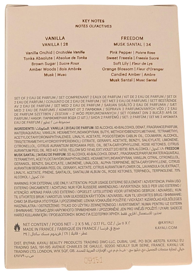 KAYALI مجموعة كايالي فانيلا مسك ميني ديو عطر - فانيلا 28 وحرية مسك سانتال 34، 2 × 5 مل - Image 2
