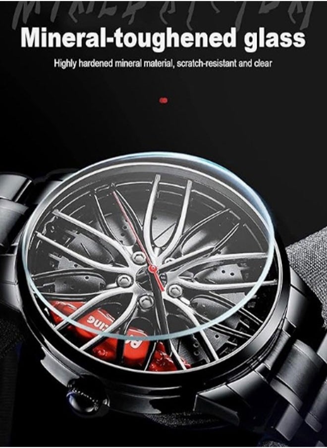 Generic - Waterproof Stainless Steel Japanese Quartz Wrist Watch  with Car Wheel Rim Hub Design - Image 1