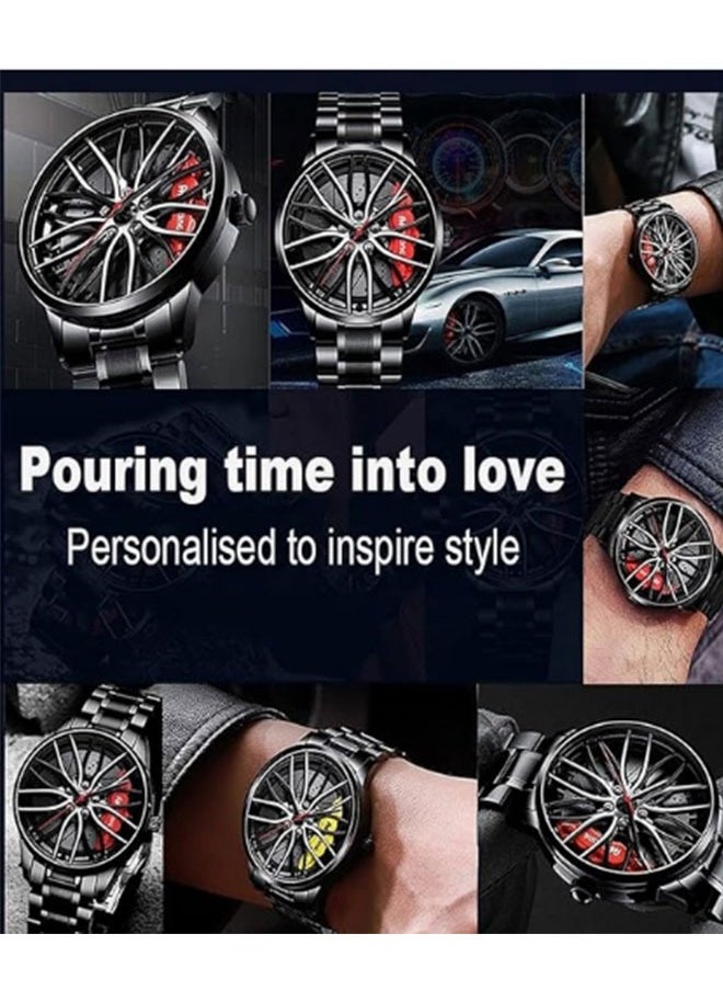 Generic - Waterproof Stainless Steel Japanese Quartz Wrist Watch  with Car Wheel Rim Hub Design - Image 1