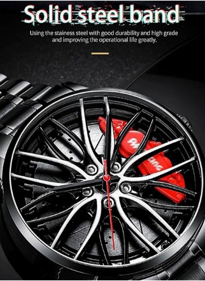 Generic - Waterproof Stainless Steel Japanese Quartz Wrist Watch  with Car Wheel Rim Hub Design - Image 1