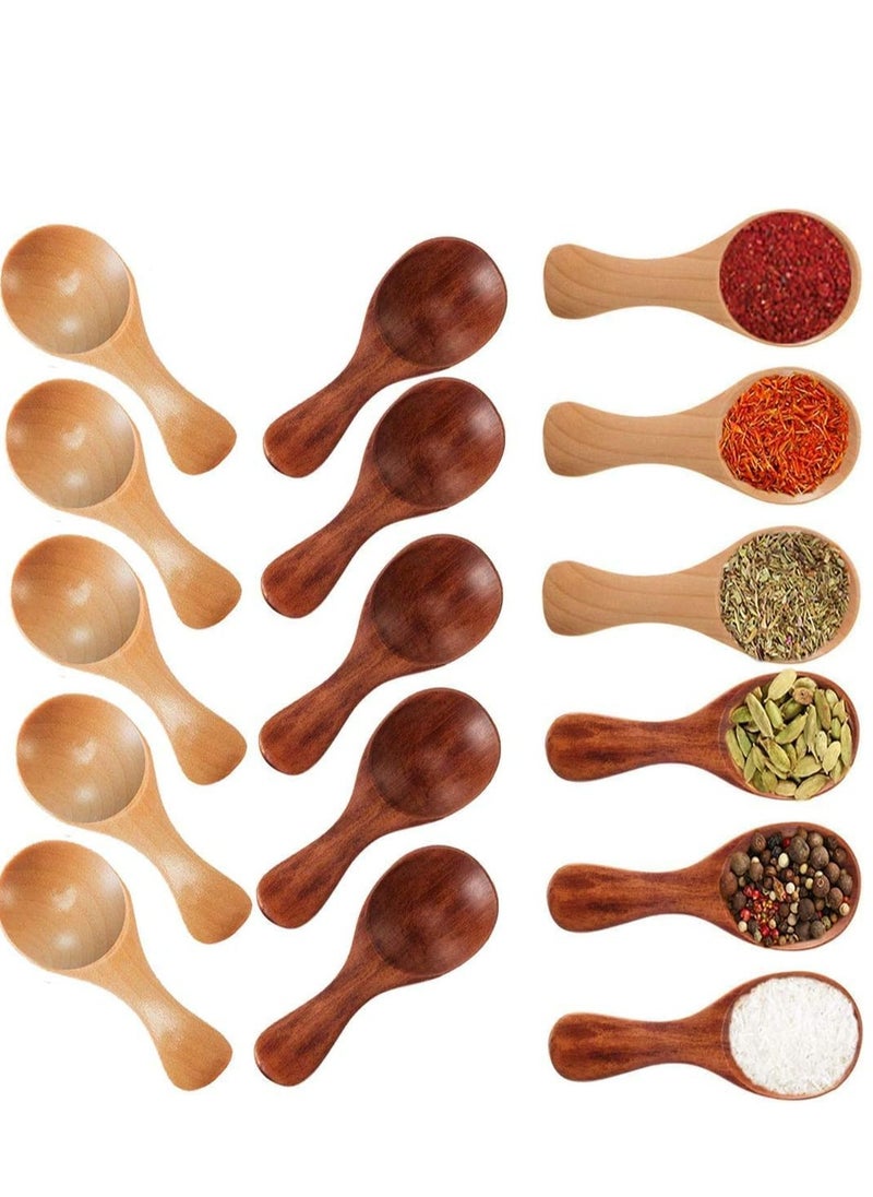 Oasisgalore 10 Pack Mini Wooden Salt Spoons, Short Handle for Jars, Spices, Condiments, Seasonings.  - Image 1