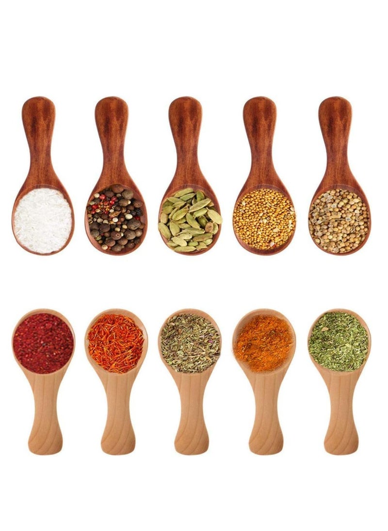 Oasisgalore 10 Pack Mini Wooden Salt Spoons, Short Handle for Jars, Spices, Condiments, Seasonings.  - Image 4