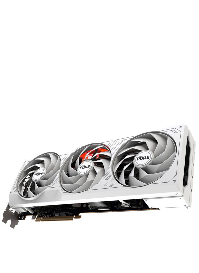 Sapphire - SAPPHIRE PURE AMD Radeon™ RX 7700 XT Gaming Graphics Card, 12GB DDR6 192 bit Memory, 2584 MHz Boost Clock, 18 Gbps Memory Clock, AMD RDNA 3, PCI-E 4.0, 2x HDMI 2x DisplayPort, White | 11335-03-20G - Image 1