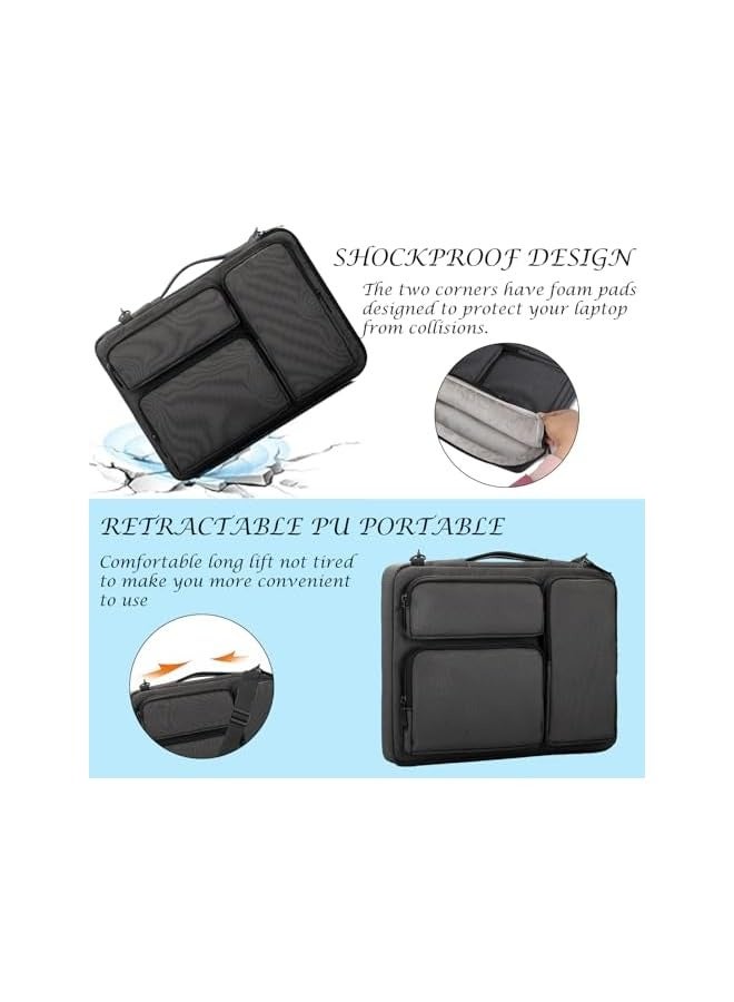 CoolBELL 15.6in Laptop Bag Slim Briefcase Messenger Bag Water-Repellent Fabric Computer Case Laptop Carrying Bag with Handle Lightweight Business Bag Durable Shoulder Bag (Black) - Image 4