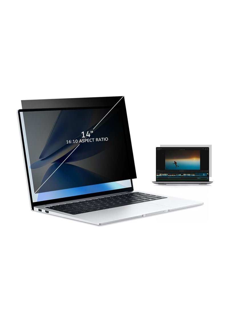Removable 14 inch Laptop Privacy Screen Filter for 16:10 Ratio Monitor Anti-Glare & Privacy Filters for 14 Inch Anti Blue Light, Anti-Spy, Anti-Scratch, UV Blocking - Image 1