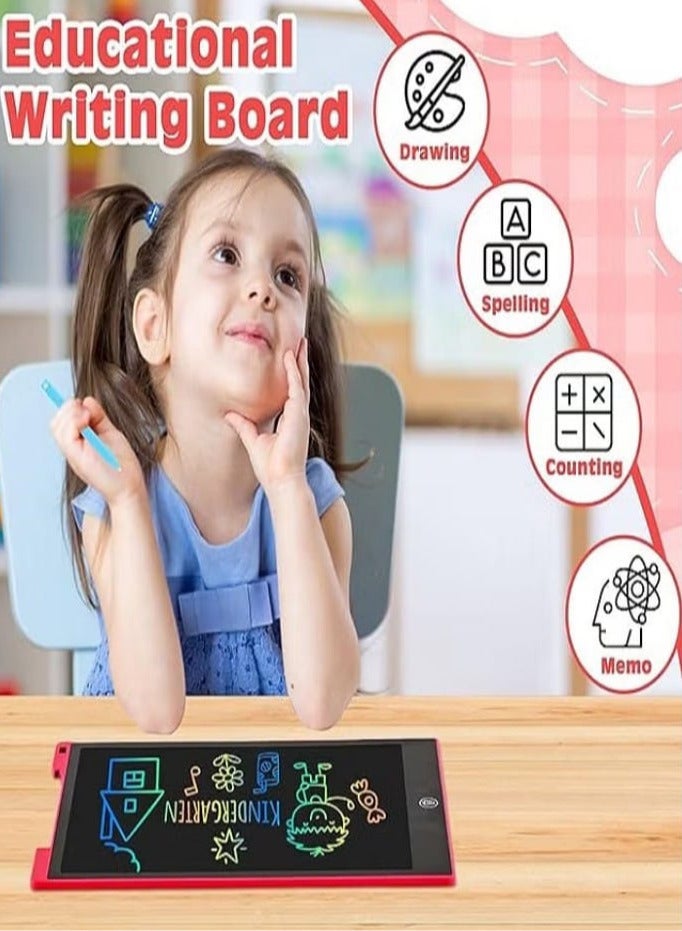 12 Inch LCD Writing Tablet for Kids, Colorful Drawing Board for Children, Erasable and Reusable Electronic Drawing Board, LCD Drawing Tablet for Toddlers - Red - Image 5