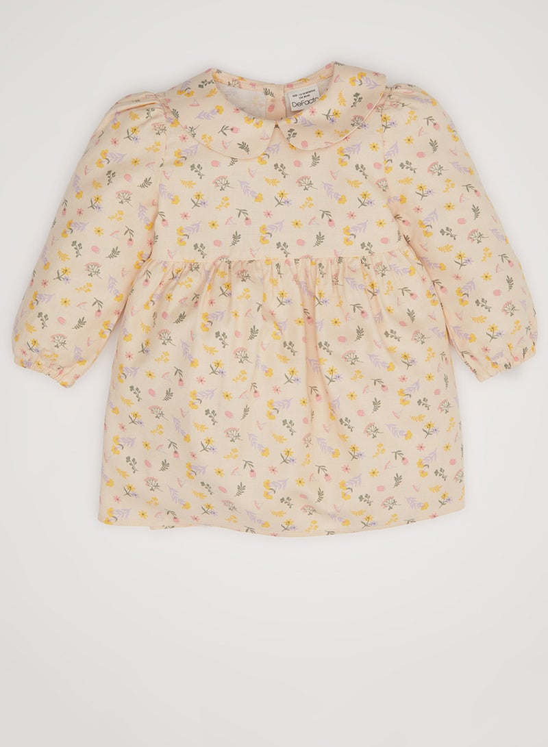 DeFacto Floral Peter Pan Dress - Image 1