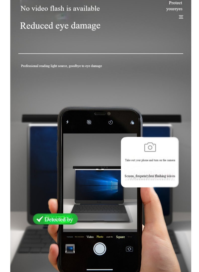 Loquat Monitor Lamp LED Light with Touch Control and 3 Color Temperature, USB Port Eye-Care Screen Lamp for Office Home (Black) - Image 4