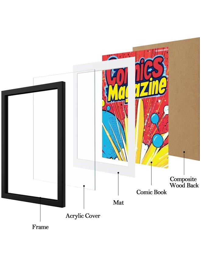 eletecpro Comic Book Frame, 1 Pack 8x12 Comic Picture Magazine Frame with Mat, Fits Current Comics up to 6 3/4" x 10 1/4", Wall or Tabletop Display, Black - Image 2