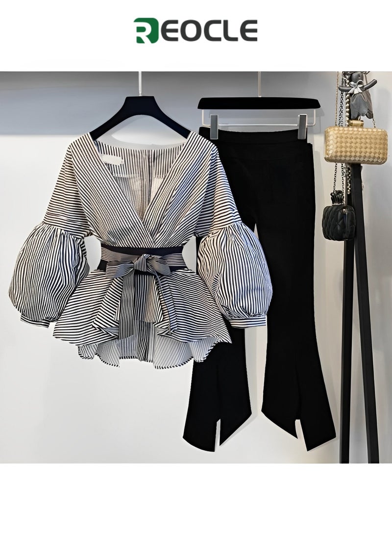 REOCLE Spring and Autumn Suit for Women Trousers Fashionable and Age-reducing Suit for Small People Making Taller and Slimmer Fashionable Suit - Image 1