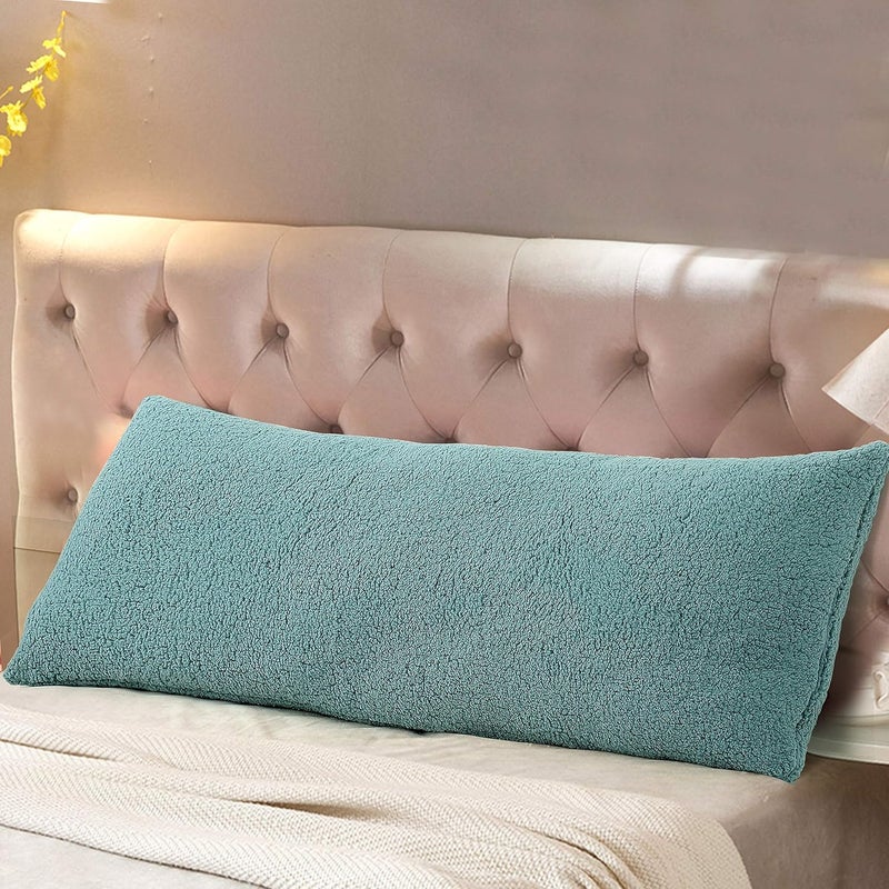 Reafort Ultra Soft Sherpa Body Pillow Cover/Case with Zipper Closure 21"x54" (21"x54" Body Pillow Cover, Blue) - Image 1