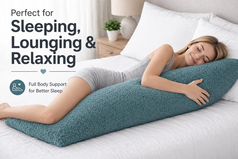 Reafort Ultra Soft Sherpa Body Pillow Cover/Case with Zipper Closure 21"x54" (21"x54" Body Pillow Cover, Blue) - Image 5