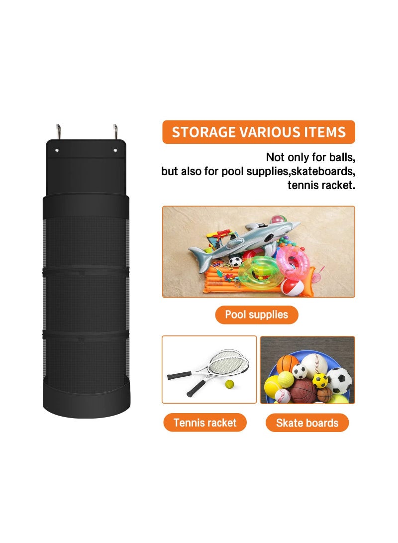 KASTWAVE Over The Door Hanging Sports Equipment and Ball Storage, Ball Storage with Metal Hook, Sports Equipment Organizer for Hold Soccer Basketball Football Volleyball Tennis and Toys - Image 2