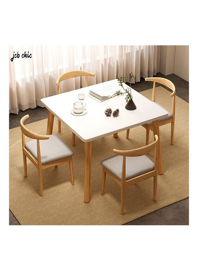 JCB CHIC طاولة شاي مربعة متينة، طاولة قهوة منخفضة بسطح أبيض وأرجل خشبية، طاولة طعام بتصميم بسيط ومناسبة للمطبخ والشقق الصغيرة وغرفة الطعام وغرفة المعيشة (80×80×73 سم) - Image 1