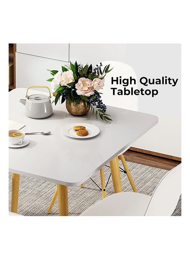 JCB CHIC طاولة شاي مربعة متينة، طاولة قهوة منخفضة بسطح أبيض وأرجل خشبية، طاولة طعام بتصميم بسيط ومناسبة للمطبخ والشقق الصغيرة وغرفة الطعام وغرفة المعيشة (80×80×73 سم) - Image 4