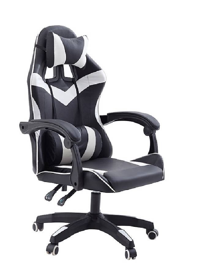 NKX Ergonomic Racing-Style Gaming Chair – Black & White with Adjustable Armrests - Image 1