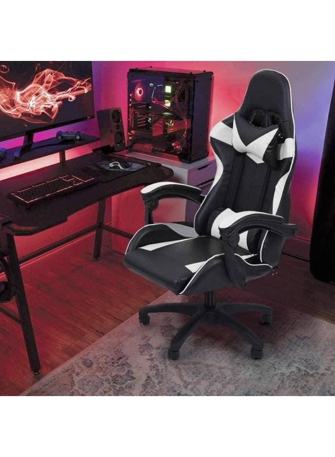 NKX Ergonomic Racing-Style Gaming Chair – Black & White with Adjustable Armrests - Image 5