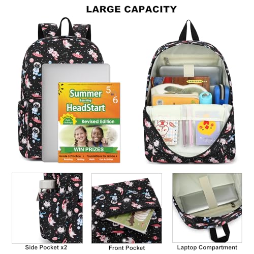 Dezcrab Kids Backpack for Girls Teens School Bags Bookbags Set with Lunch Bag Pencil Case Cat - Image 3