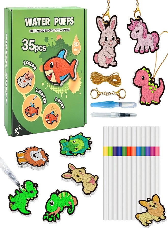 SOOVSY Magic Puff Sponge Craft Kit for Kids, Water-Activated Color & Expand Art Activity, Screen-Free Rainy Day Toy Gift for Girls Boys Ages 4-8 (Animals) - Image 1