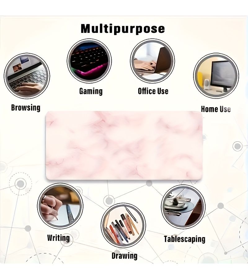 Large Pink White Marble Gaming Mouse Pad 60x120CM Anti Skid Rubber Desk Mat - Image 4
