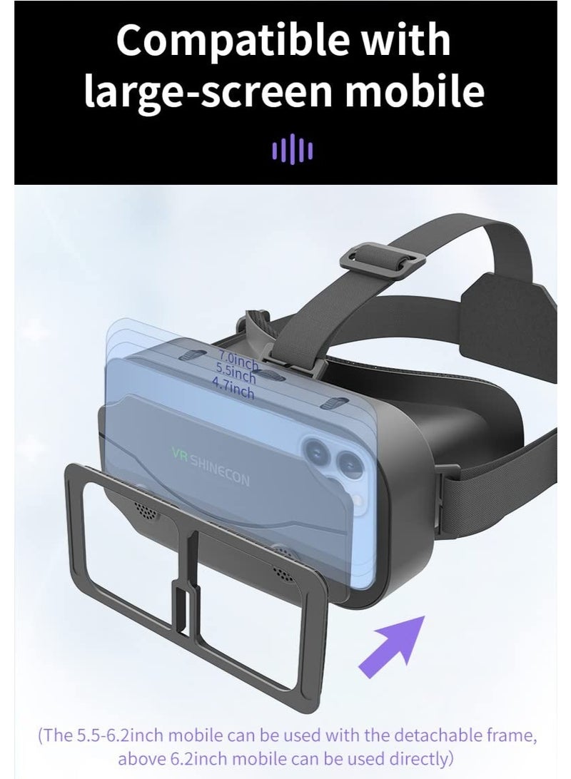 نظارة واقع افتراضي VR SHINECON G13 للهواتف الآيفون والأندرويد (4.7-7.2 بوصة) مع عدسات حماية للعين عالية الدقة قابلة للتعديل - Image 4
