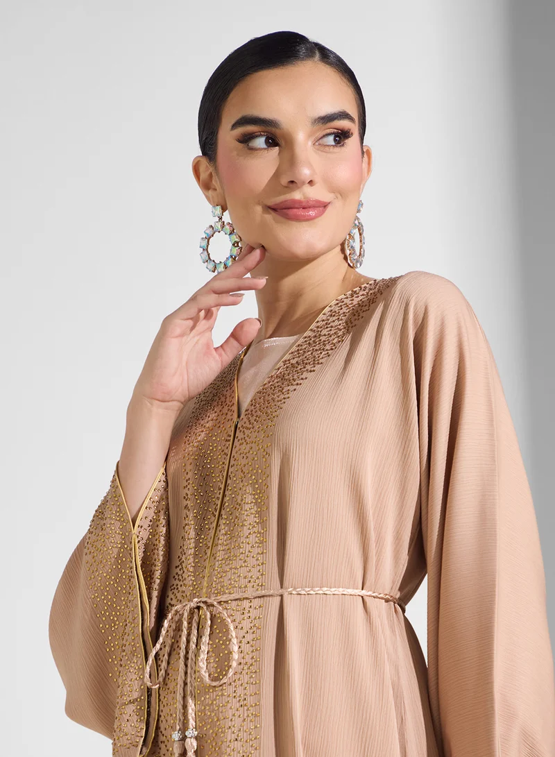 ARABIAN CLOSET Embellished Abaya With Belt