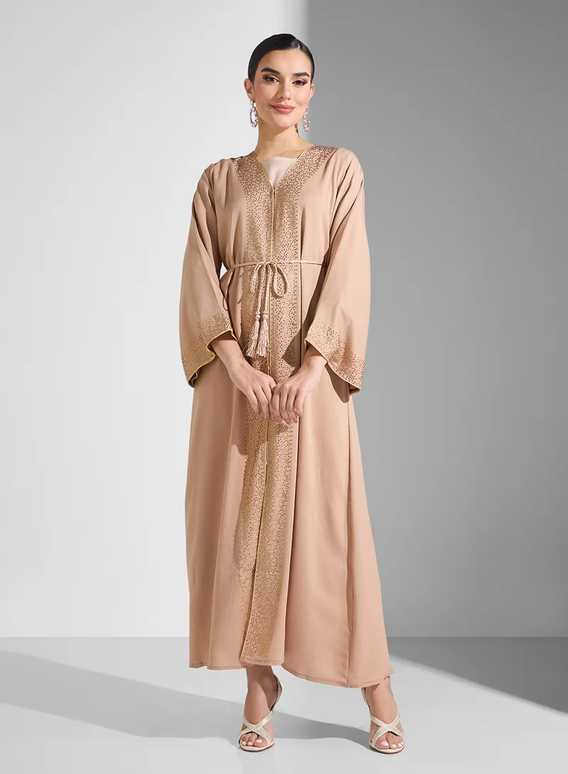ARABIAN CLOSET Embellished Abaya With Belt