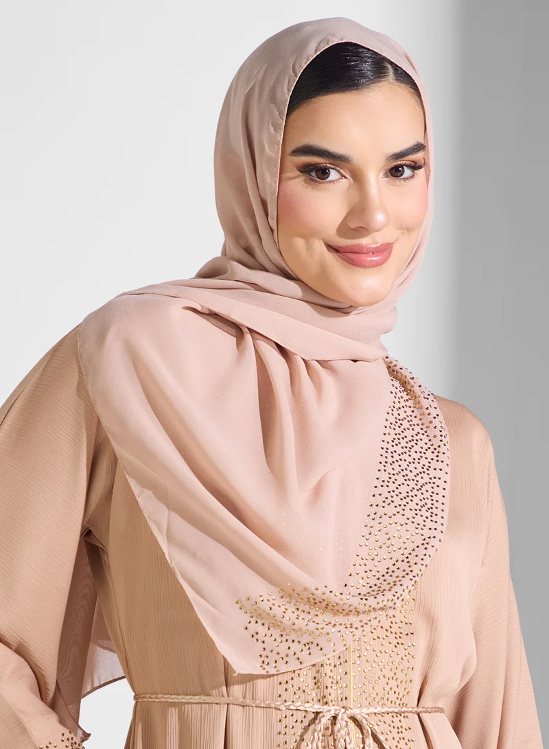 ARABIAN CLOSET Embellished Abaya With Belt