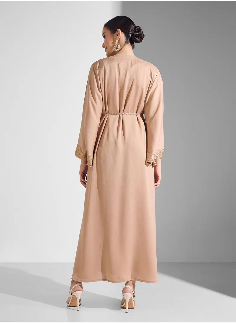 ARABIAN CLOSET Embellished Abaya With Belt