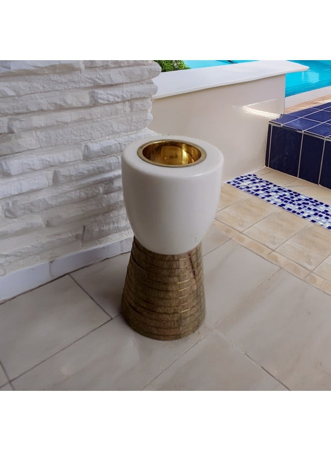 Modern incense burner made of marble and natural wood  - Image 1