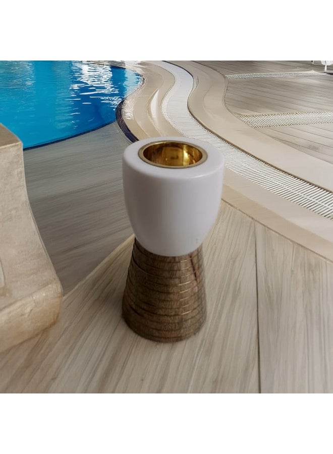 Modern incense burner made of marble and natural wood  - Image 4
