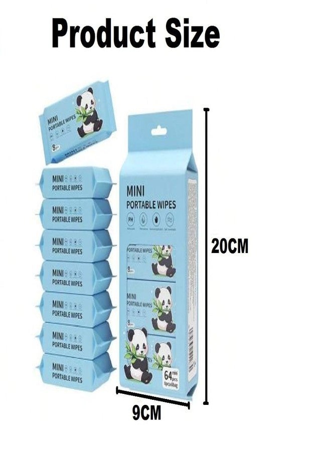 PRAYAN ENTERPRISE Mini Baby Wipes Disposable - Portable Pocket Water Wipes for Baby Skin Care, Gentle & Hypoallergenic Wet Tissue for Travel & On-the-Go Use - Total 8 Pouches (64 Pic) (2) - Image 2